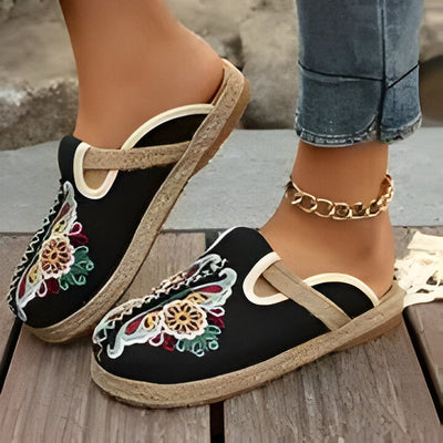 Milan | Boho-Chic Gestickte Blumen Espadrille Flats für Frauen