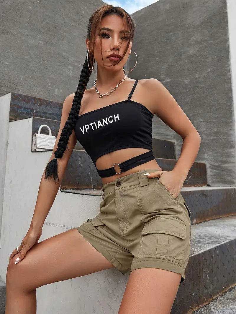 Emy | Damen Cargo-Shorts mit hoher Taille