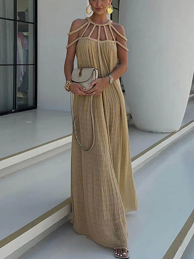 Abendkleid für Damen - Langes Cocktailkleid mit Cut-Out-Schultern