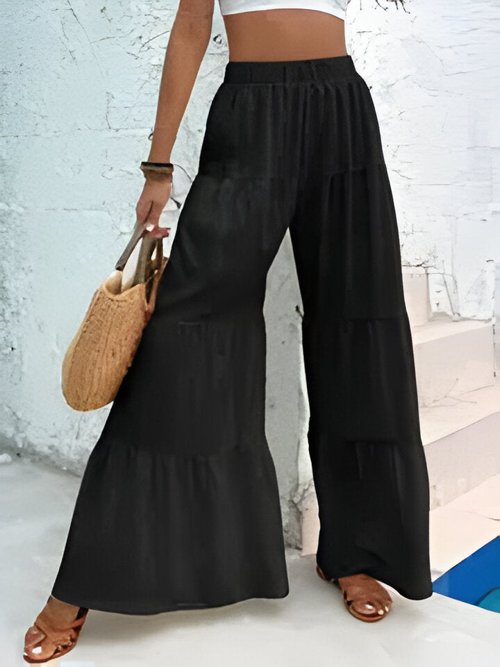 Diane | Women'S Fashion Ruffle Hem Wide Leg Pants