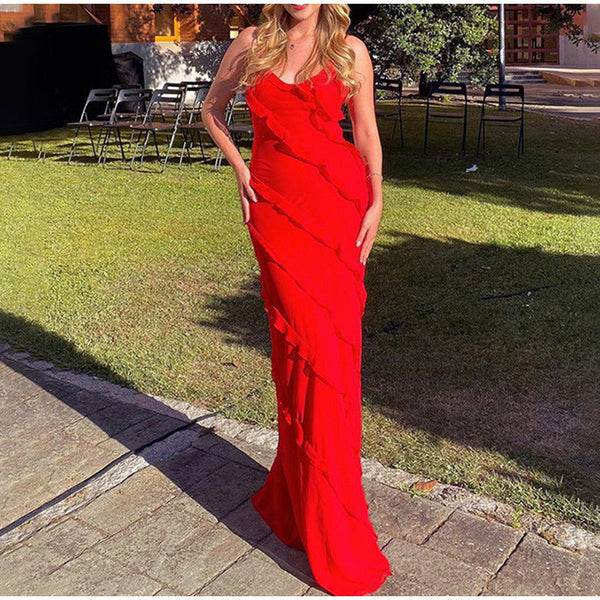 Yrsa | Elegantes langes Kleid mit Rüschen