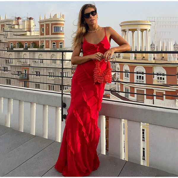 Yrsa | Elegantes langes Kleid mit Rüschen