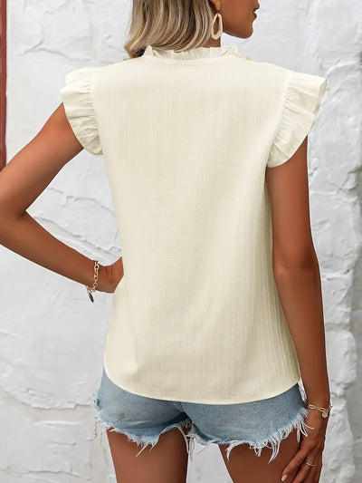 Solana | Bluse mit Blumenstickerei und V-Ausschnitt