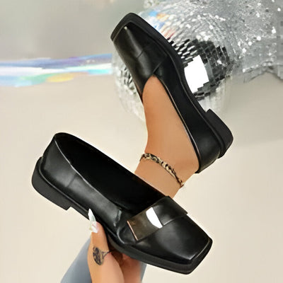 Marianne | Elegante Damen Slipper mit quadratischer Zehe und großer Schnalle