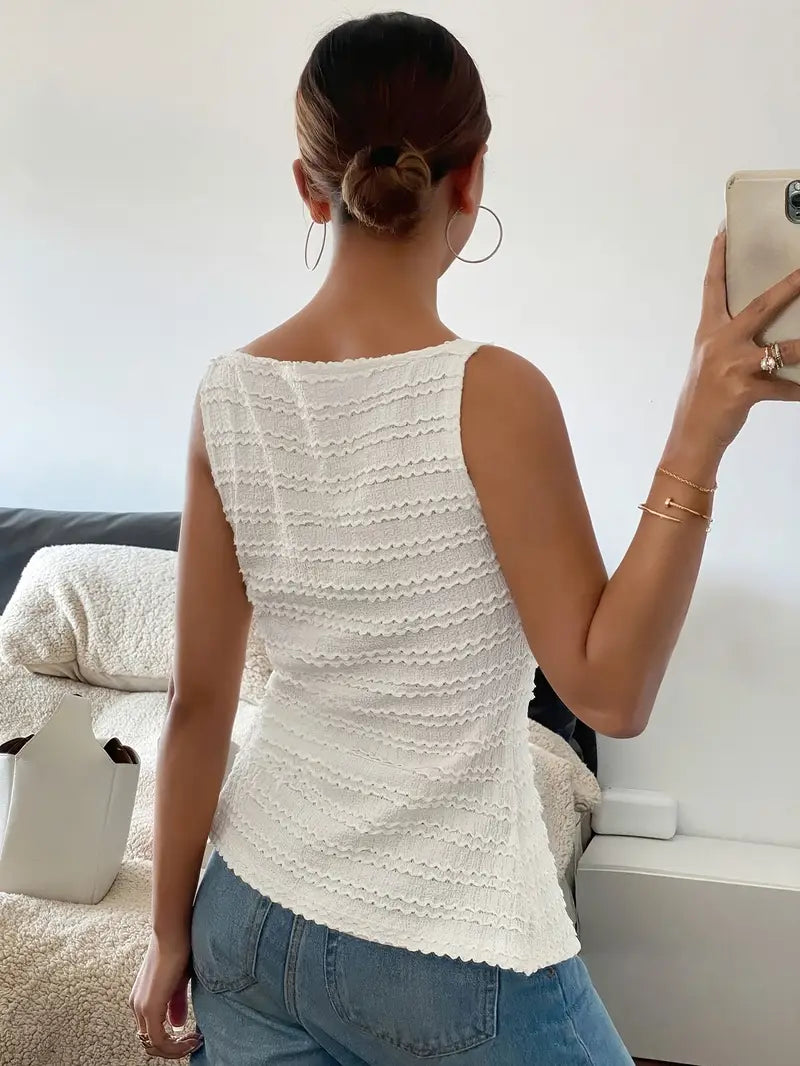 Miriam | Elegante ärmellose Bluse mit quadratischem Kragen