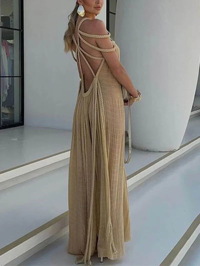 Abendkleid für Damen - Langes Cocktailkleid mit Cut-Out-Schultern
