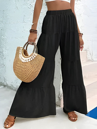 Diane | Women'S Fashion Ruffle Hem Wide Leg Pants