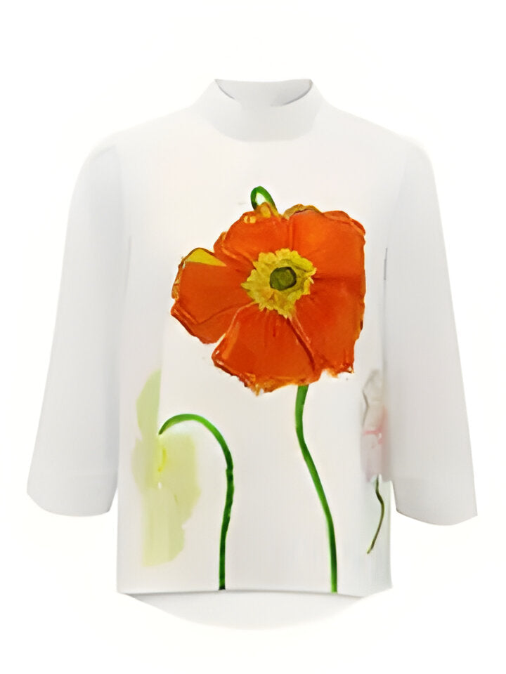 Maybelle | Elegante Bluse mit Blumendruck und hohem Ausschnitt