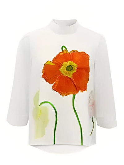 Maybelle | Elegante Bluse mit Blumendruck und hohem Ausschnitt