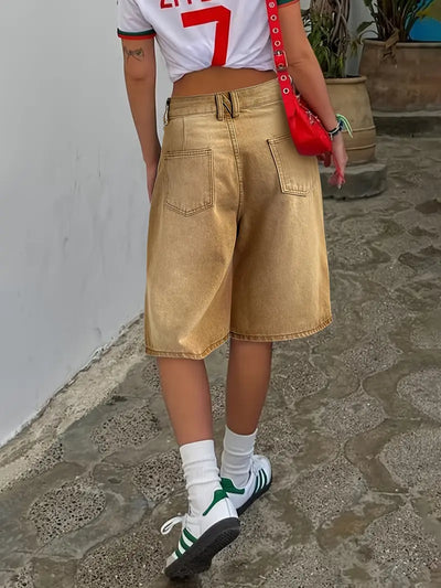Zenaida |  Ombre Washed Bermuda Denim Shorts