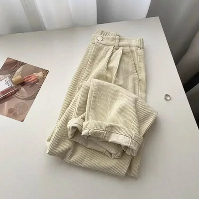 Avelena | Retro Hohe Taille Cord-Hosen für Frauen