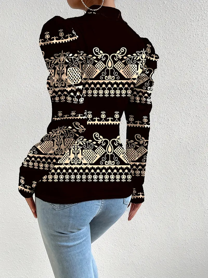 Susan | Elegantes Floral-Top mit Laternenärmeln