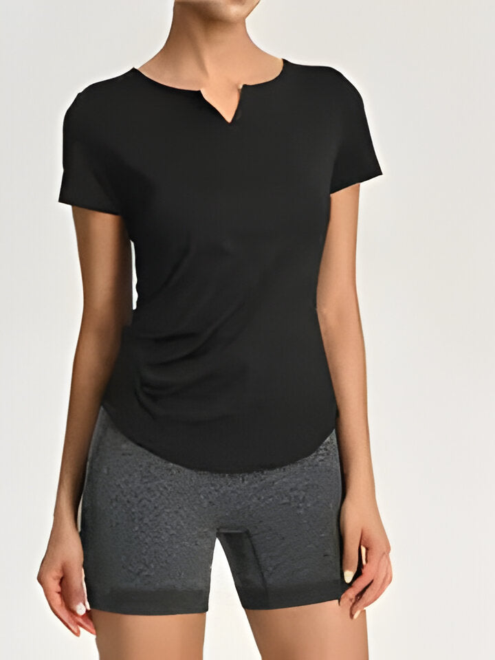 Ashley | Kurzärmeliges Yoga T-Shirt mit V-Ausschnitt für Frauen