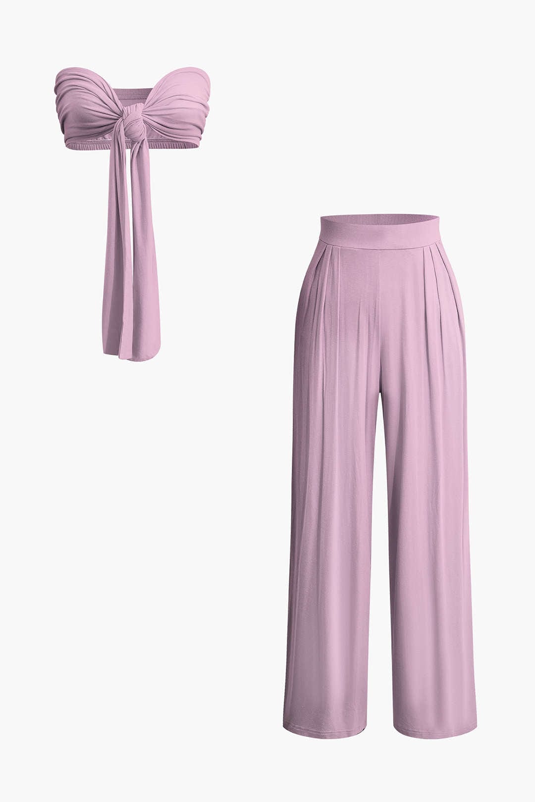 Lara | Elegantes Zweiteiler-Set mit Schleifen-Bandeau & Weitbein-Hose