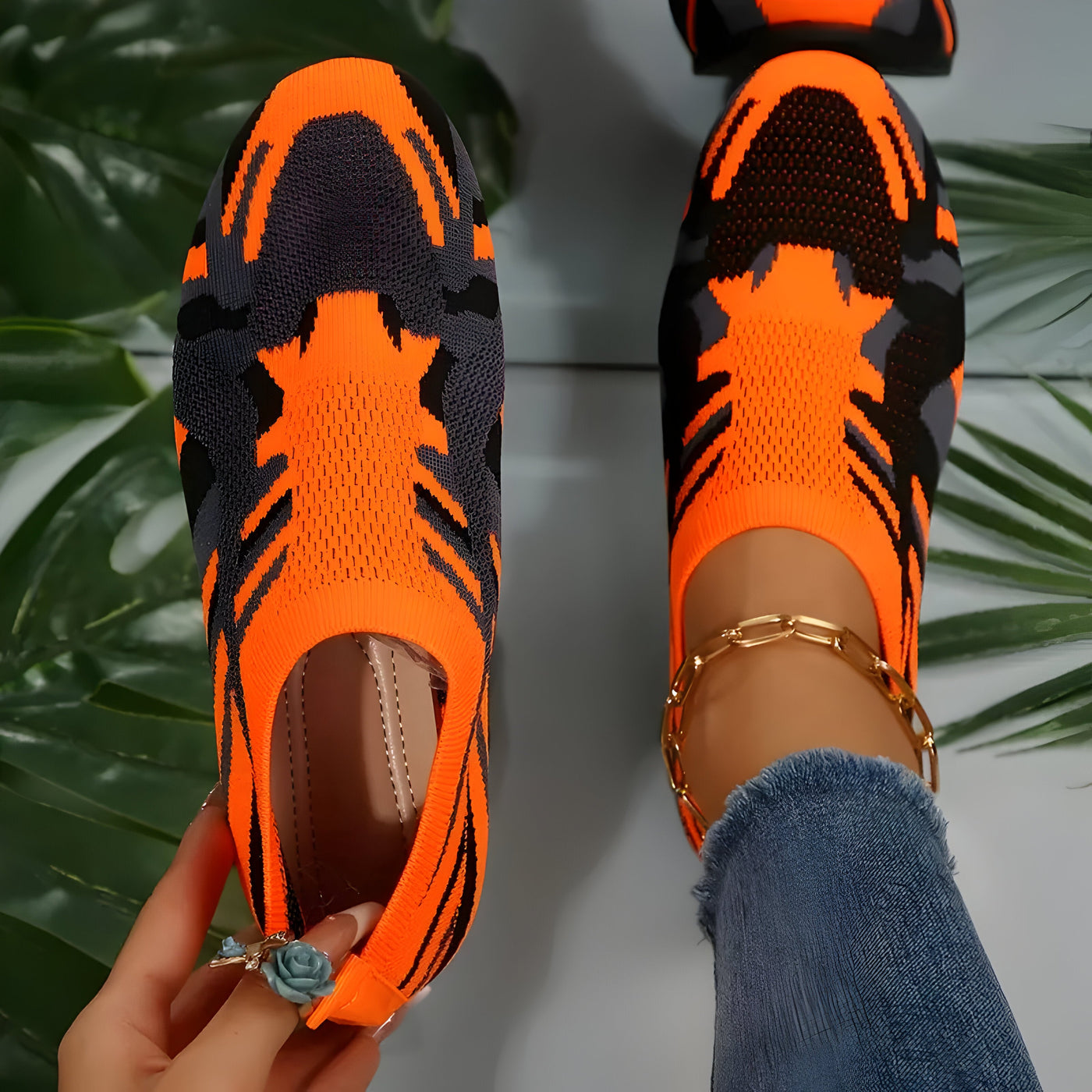 Kiana | Flache Schuhe mit Camouflage-Muster für Frauen