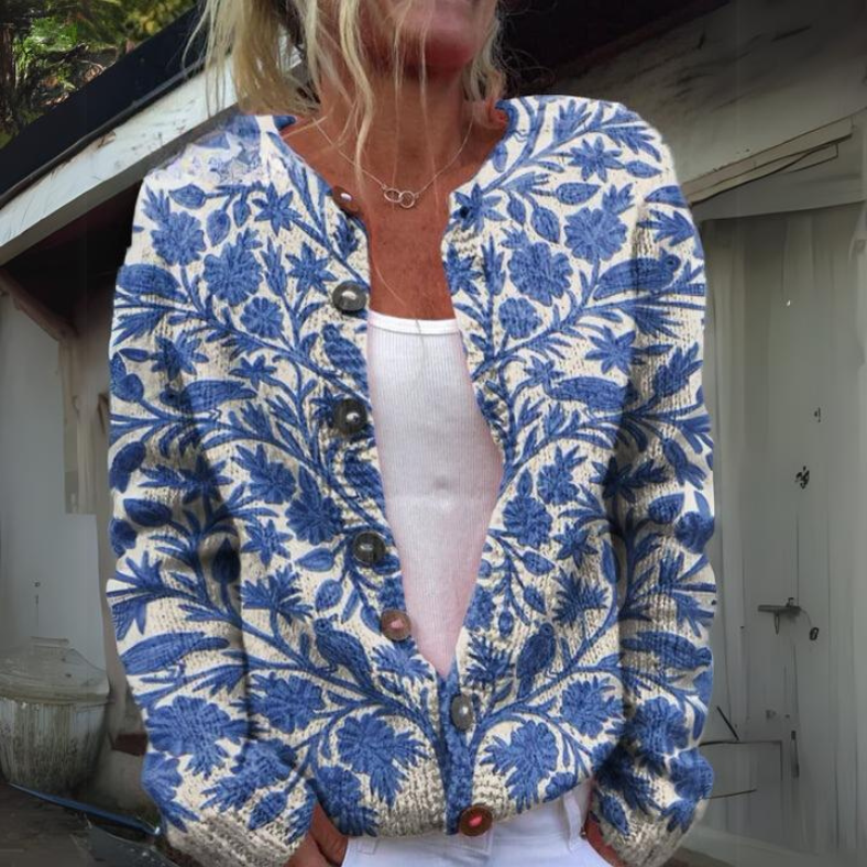 WW | Blumenmuster Strickjacke