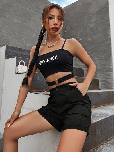 Emy | Damen Cargo-Shorts mit hoher Taille