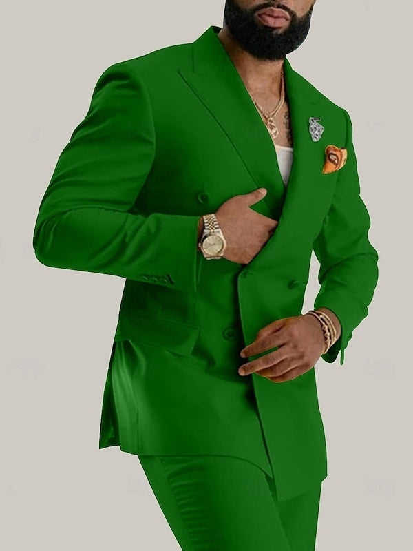 Zweireihiger Herren mit Sechs Knöpfen Hochzeitsgast Anzug | Elegant