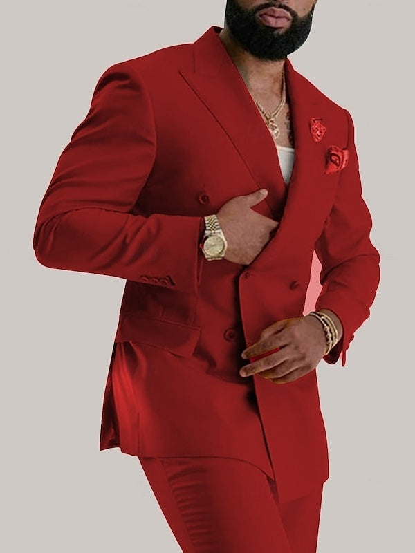 Zweireihiger Herren mit Sechs Knöpfen Hochzeitsgast Anzug | Elegant