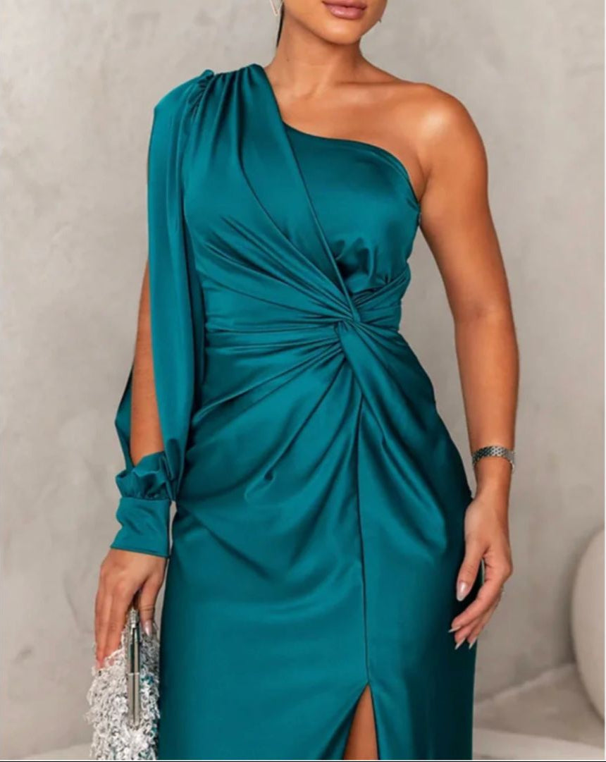 Abendkleid für Damen - Elegantes Maxikleid mit One-Shoulder für Hochzeiten