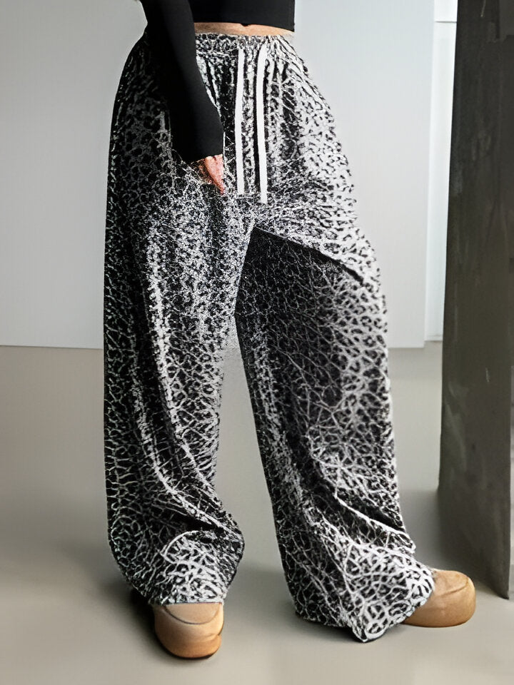Barbara | Weite Hose mit Leopardenmuster und Kordelzug