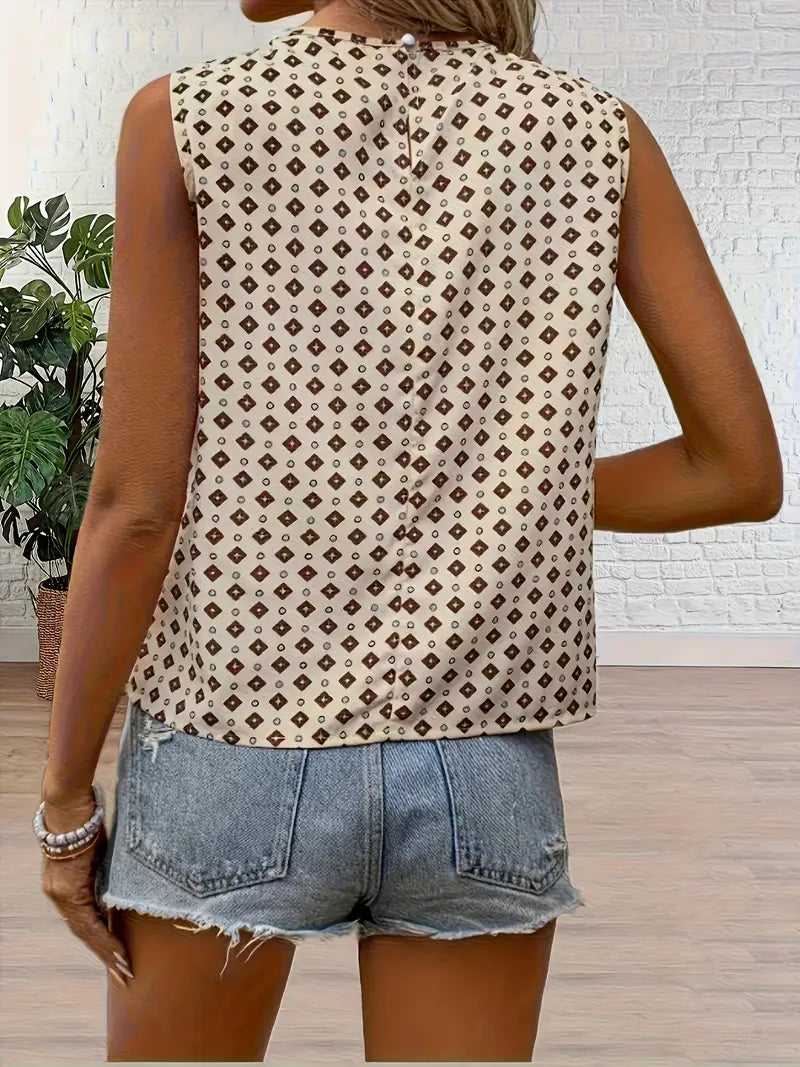 Magdalena | Bedrucktes Tank-Top mit Rundhalsausschnitt