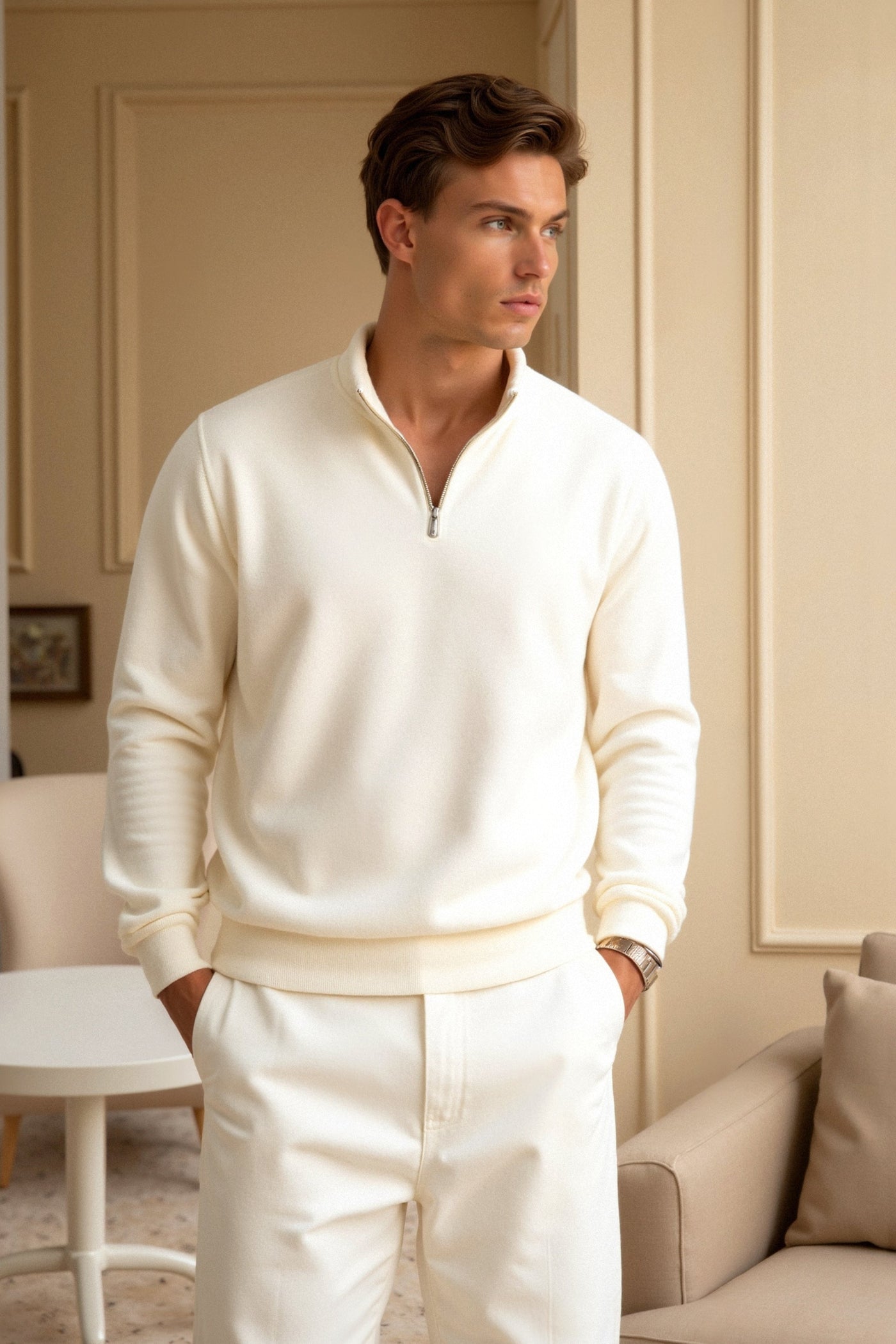 Minimalistischer Fleece-Pullover mit Reißverschluss – Wärme & Stil vereint