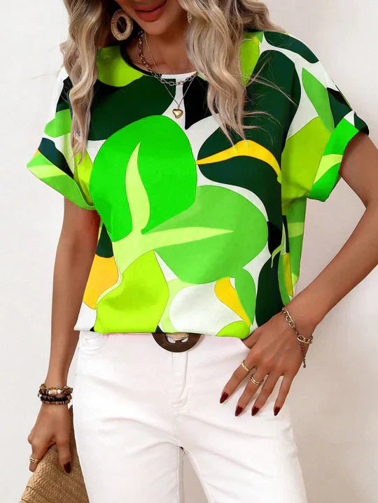 Alberta – bedruckte bluse mit kurzen armeln