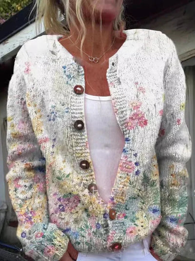 WW | Blumenmuster Strickjacke