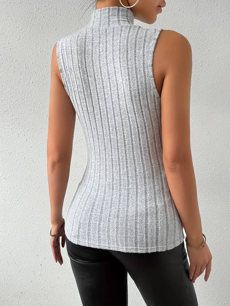 Vernice | Geripptes ärmelloses Rollkragen-Top für Damen