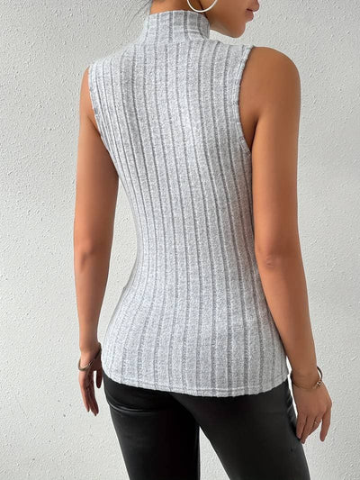 Vernice | Geripptes ärmelloses Rollkragen-Top für Damen