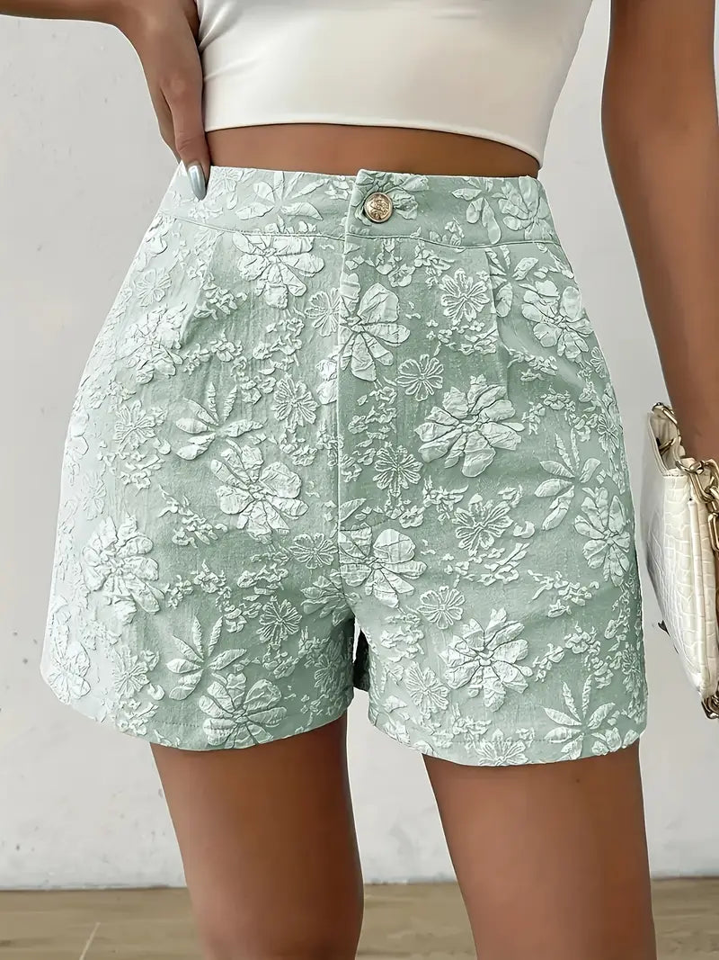 Estelle | Elegante Damen Shorts aus geblümtem Jacquard für die Freizeit
