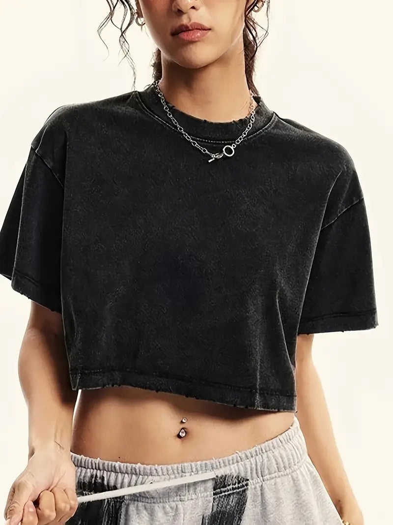 Roisin | Trendy High-Waisted Washed Shorts Ärmel