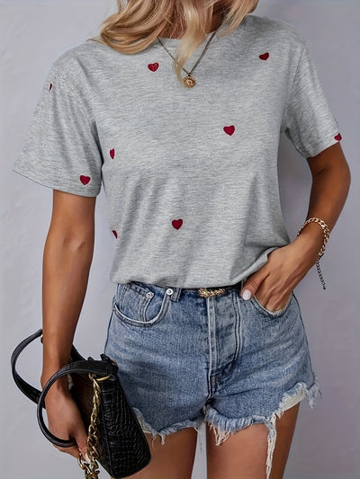 Alissa - Stylisches T-Shirt mit bezauberndem Herz-Muster für Frauen