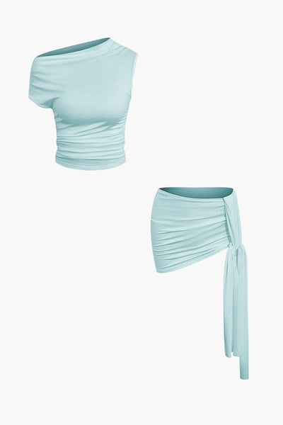 Athena | One-Shoulder Top & Drapierter Minirock – Perfekt für glamouröse Auftritte