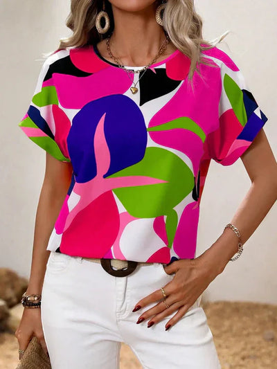 Alberta – bedruckte bluse mit kurzen armeln