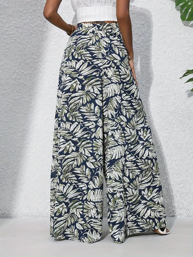 Jacinta | Boho Pflanzenprint Weite Hosen