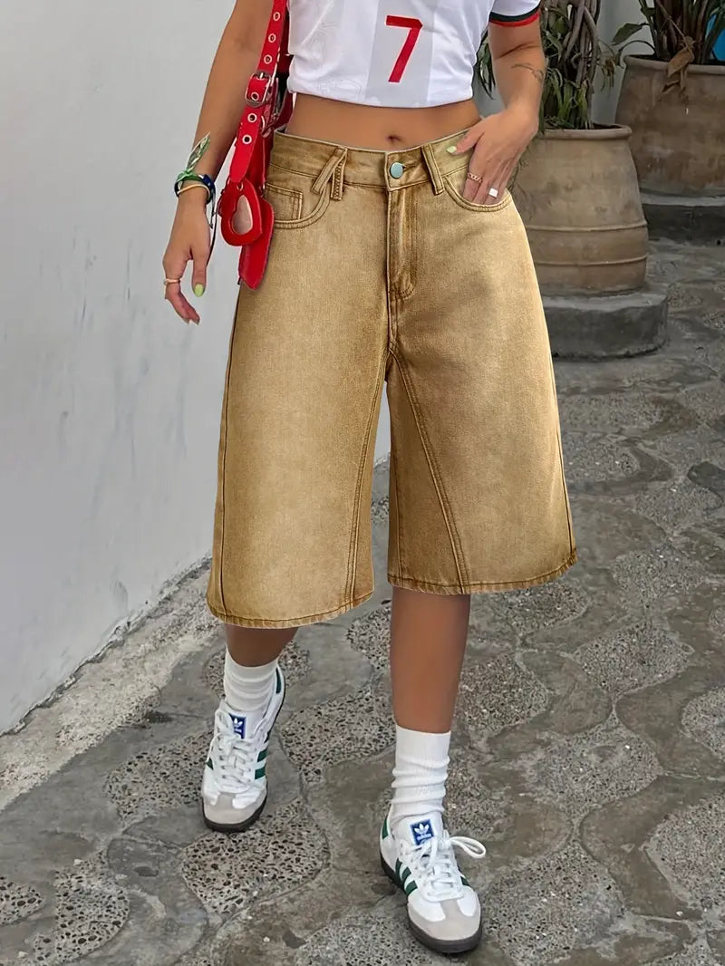 Zenaida |  Ombre Washed Bermuda Denim Shorts