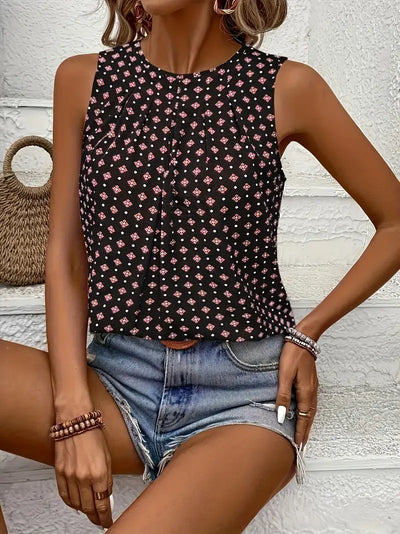 Magdalena | Bedrucktes Tank-Top mit Rundhalsausschnitt