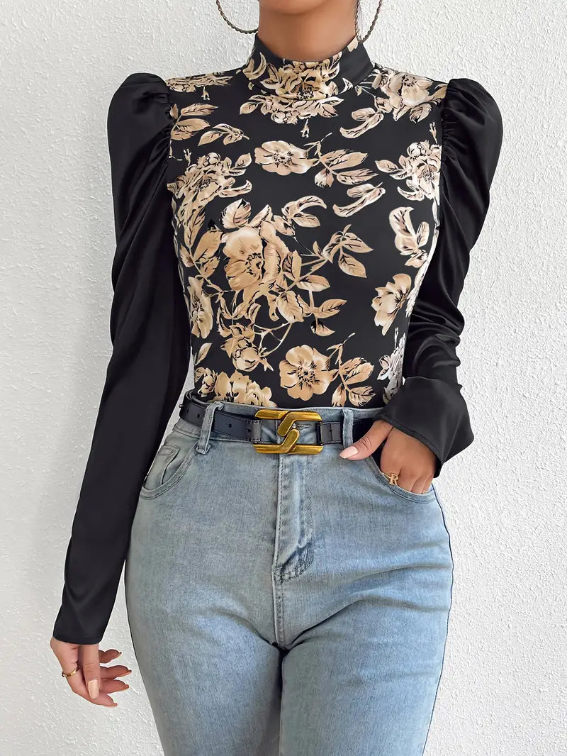 Susan | Elegantes Floral-Top mit Laternenärmeln