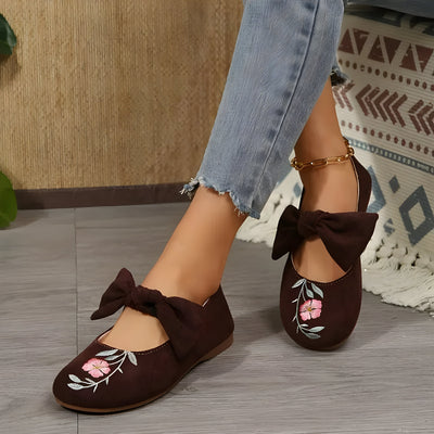 Felicidad | Modische flache Schuhe mit Blumenstickerei für Frauen