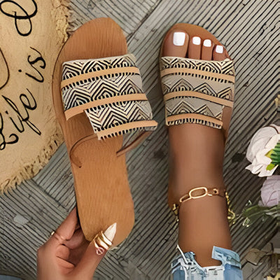 Aliah | Bohemian Style Frauen gestrickt Runde-Zehe-Flach