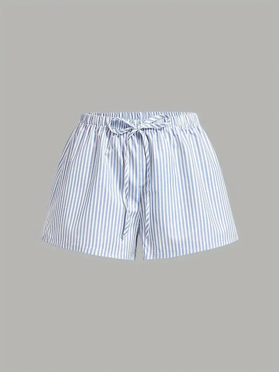 Dominika | Gestreifte Shorts mit niedrigem Bund und Kordelzug