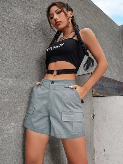 Emy | Damen Cargo-Shorts mit hoher Taille
