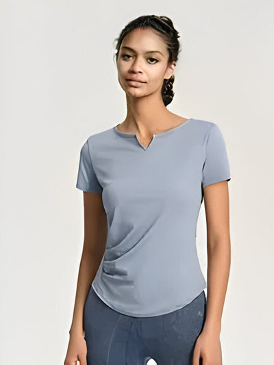 Ashley | Kurzärmeliges Yoga T-Shirt mit V-Ausschnitt für Frauen