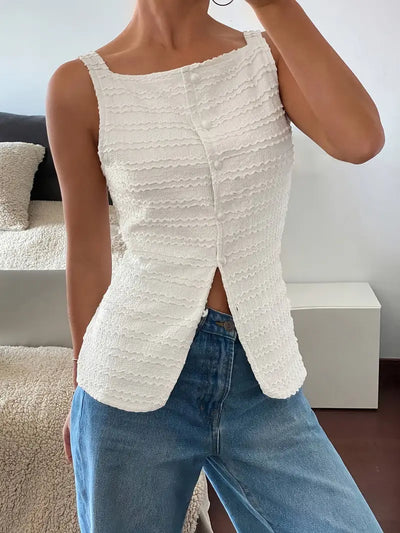 Miriam | Elegante ärmellose Bluse mit quadratischem Kragen