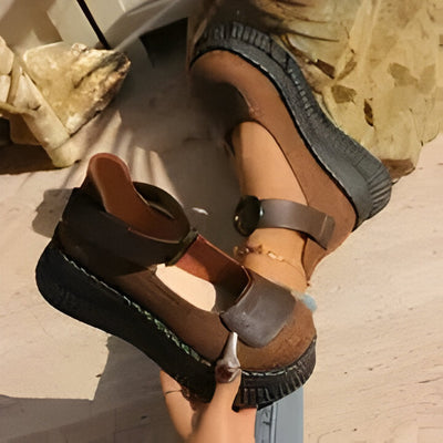 Vivian | Women'S Vintage Brown mit dicker Sohle - Rutschfest