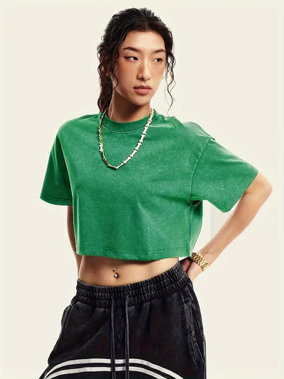Roisin | Trendy High-Waisted Washed Shorts Ärmel
