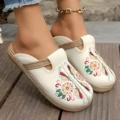 Milan | Boho-Chic Gestickte Blumen Espadrille Flats für Frauen