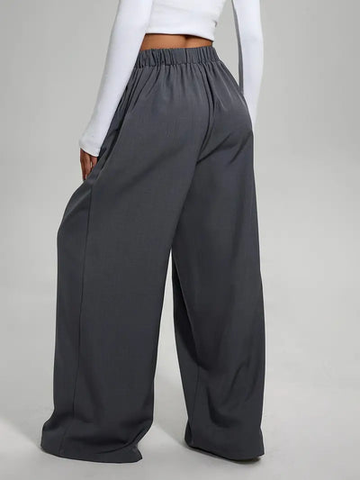 Irina | Mühelos stilvolle graue weit geschnittene Hose